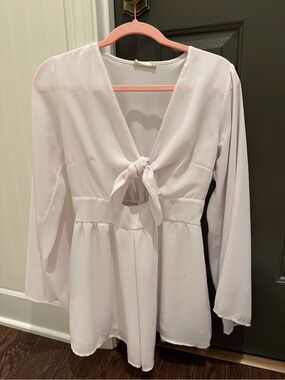 Altar'd State White Tie-Front Long Sleeve Romper